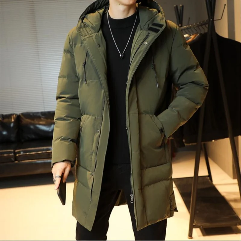 

Plus Size 7XL 6XL Men Autumn and Winter Mid Length Hooded Cotton Jacket for Warmth and Fashion Street Clothing Brand Clothing