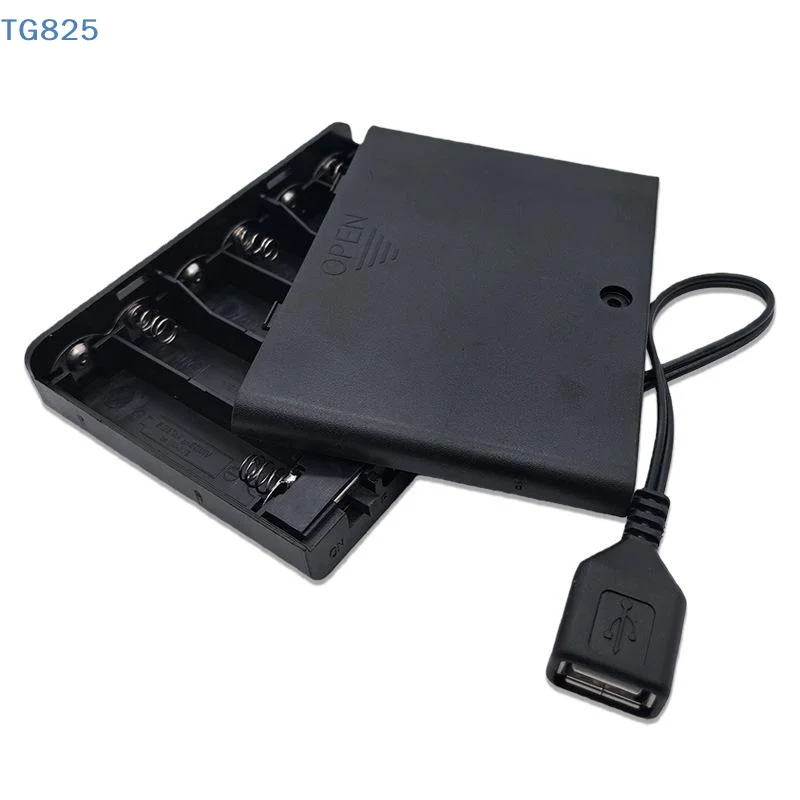 【AN】1Pcs USB Mini Power Supply Battery Box With Cover And Switch 6 X AA USB Battery Box For 9V LED Strip Lights