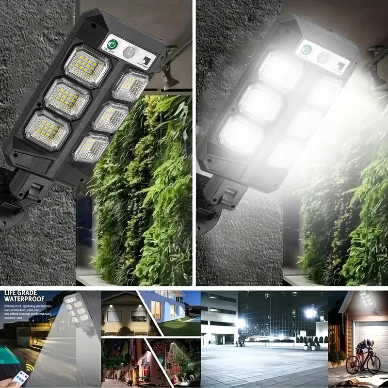 New Solar Lights Outdoor 3 Modes Motion Sensor LED Lighting Waterproof Solar Lamp For Street Remote Control Sunlight Yard Light