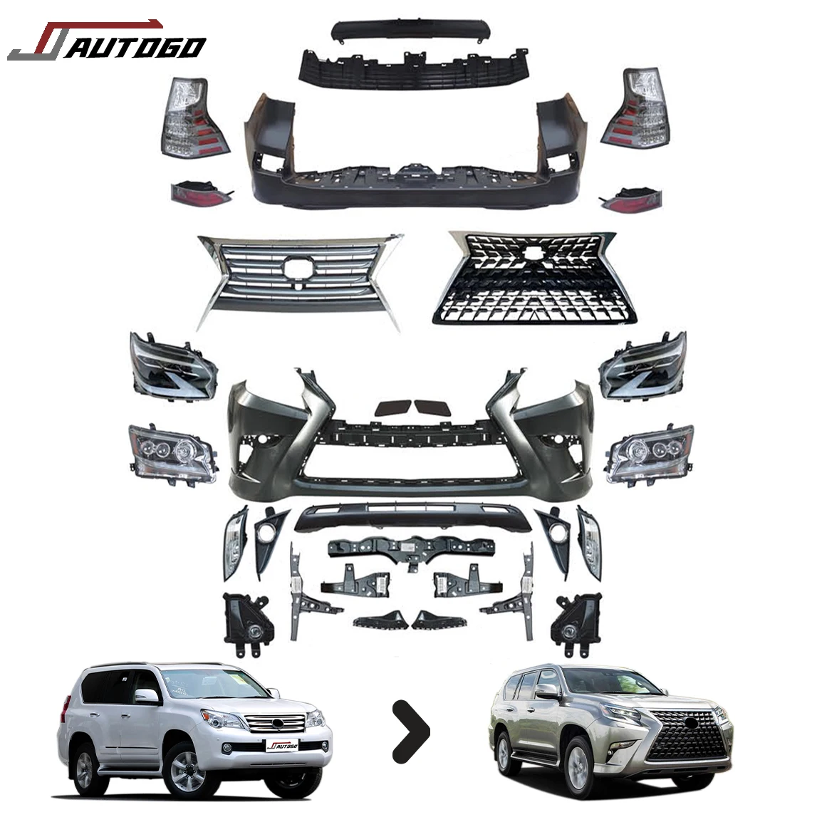 New Design Body Kits For Lexuss GX460 10-13 Change to Sport 14-20 Style PP+ABS Material Bumper assembly with Lamp TRD optional