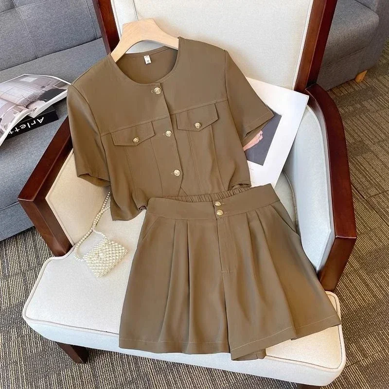 Black Casual Loose Women's Short Sets 2 Pieces Cheap Offers Novelty In Light Female Shorts Summer Fashion Tailor Outfits