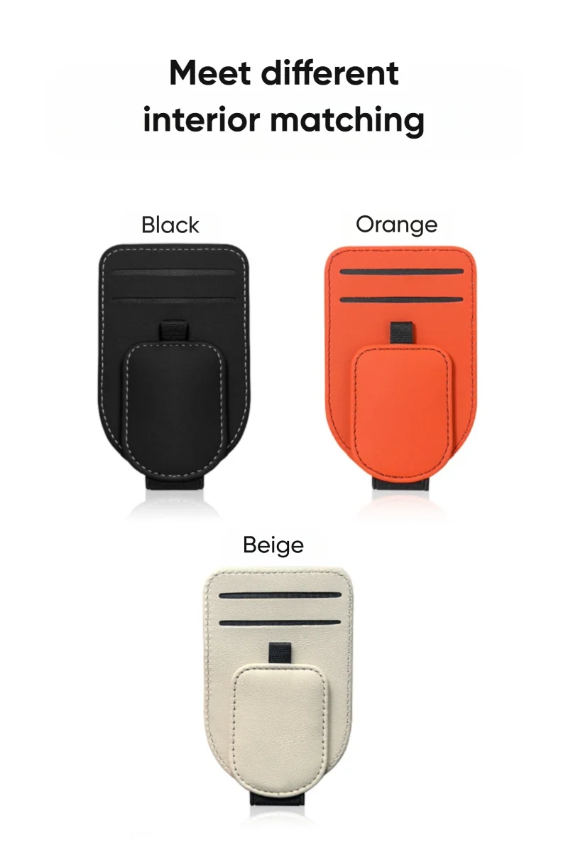 حامل نظارات شمسية للسيارة، مشبك نظارات واقي من الشمس، شماعة نظارات جلدية متعددة الوظائف، مشبك بطاقة تذكرة محمول