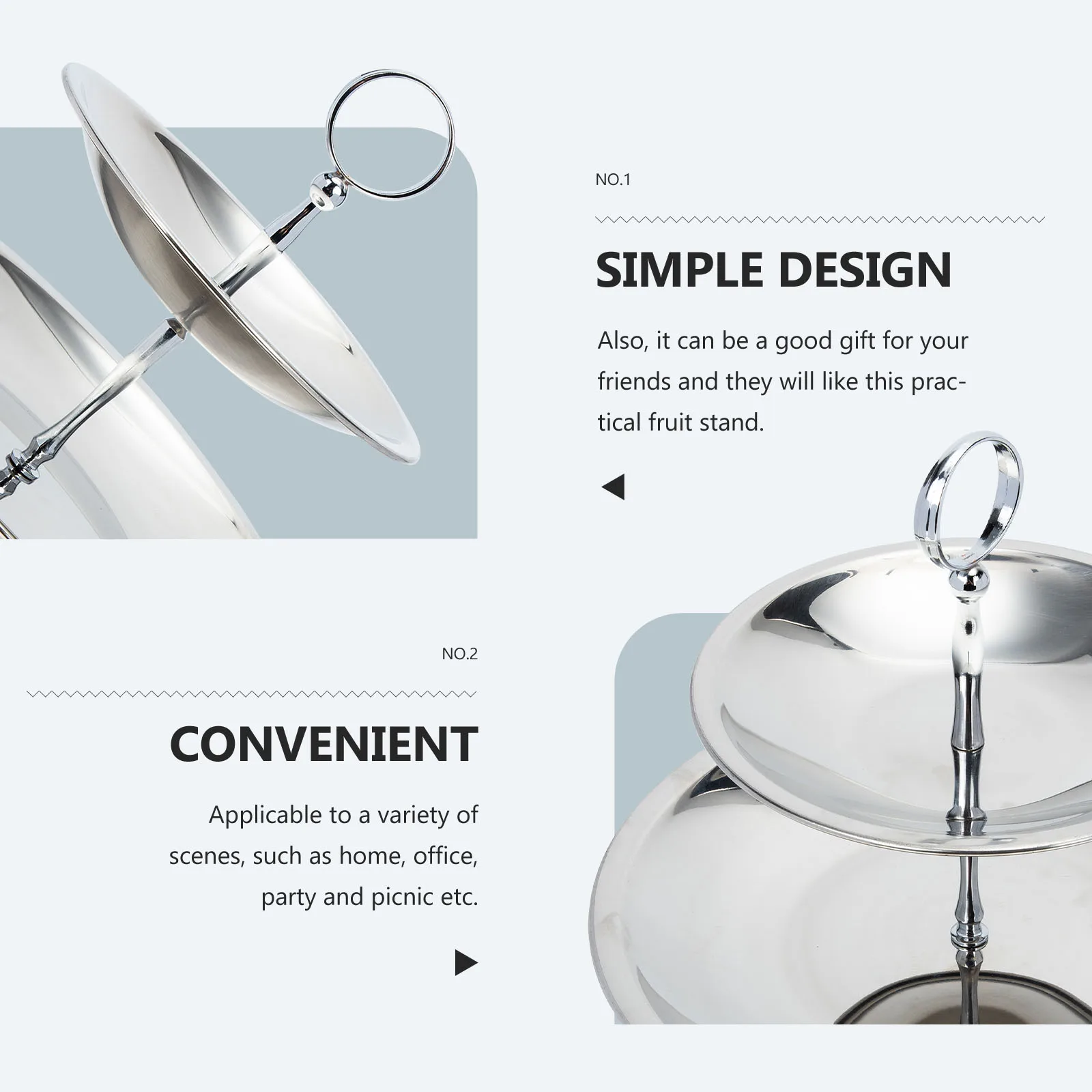 

Stainless Tiered Tray Dessert Display Odorless Premium Materials Home Office Party Picnic Decor Tiered Serving Tray