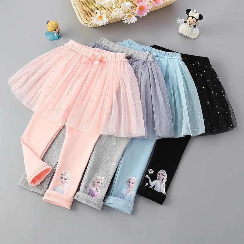 Girls Culottes Thin Gradual Change Pure Cotton Baby Girl Pants Spring and Autumn Mesh Girls Puffy Pants Skirt Wear