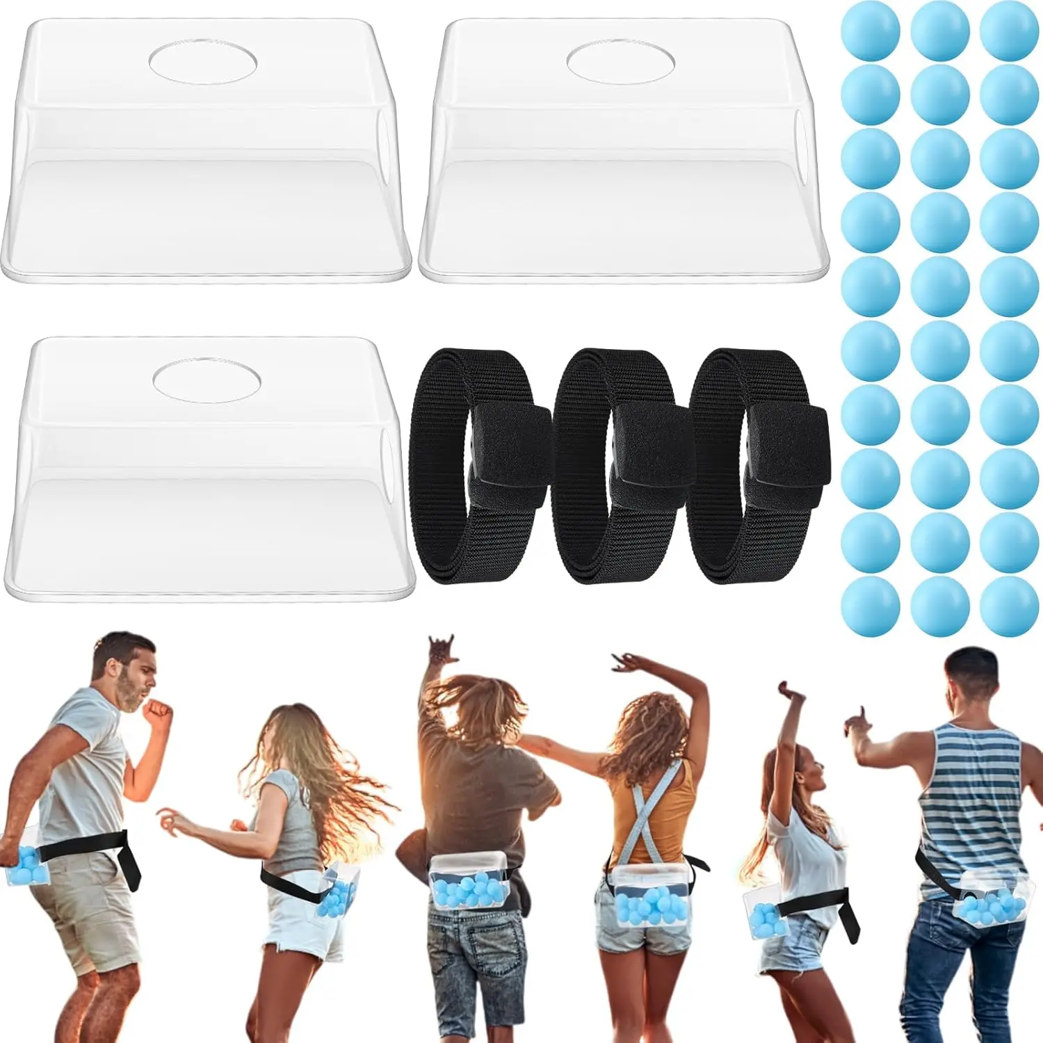 3/6 Sets Baby Shower Games Bridal Shower Party Games Funniest Play Table Tennis Twerk Game (Blue / Pink)