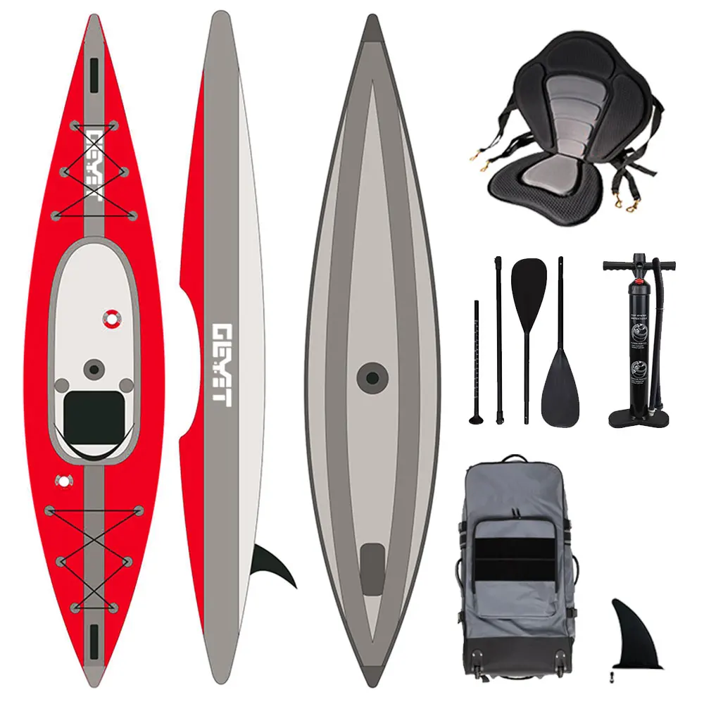 

2 Person Drop Stitch Inflatable Fishing Kayak Factory Directly Customized PVC Tarpaulin Kayak 2 Person Sit in Long Ocean 180