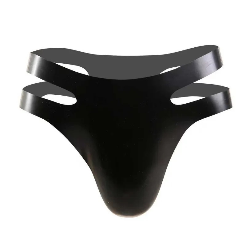 

Lingerie Gifts Men's Fetish Latex Underwear Hollow Waist Thong G-String Rubber U Convex Underpant Gay Sissy Seamless Nightwear