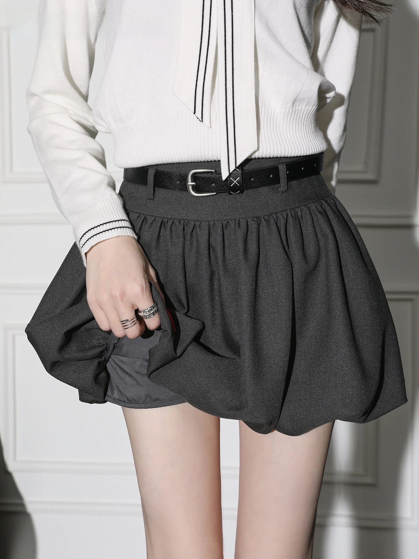 ラ・シャペル-チョコレートケーキ風-レディース-ハーフスカート-透け防止-バレエ風-細見え-花柄-ショートスカート-パンツ-ハイウエスト-aライン