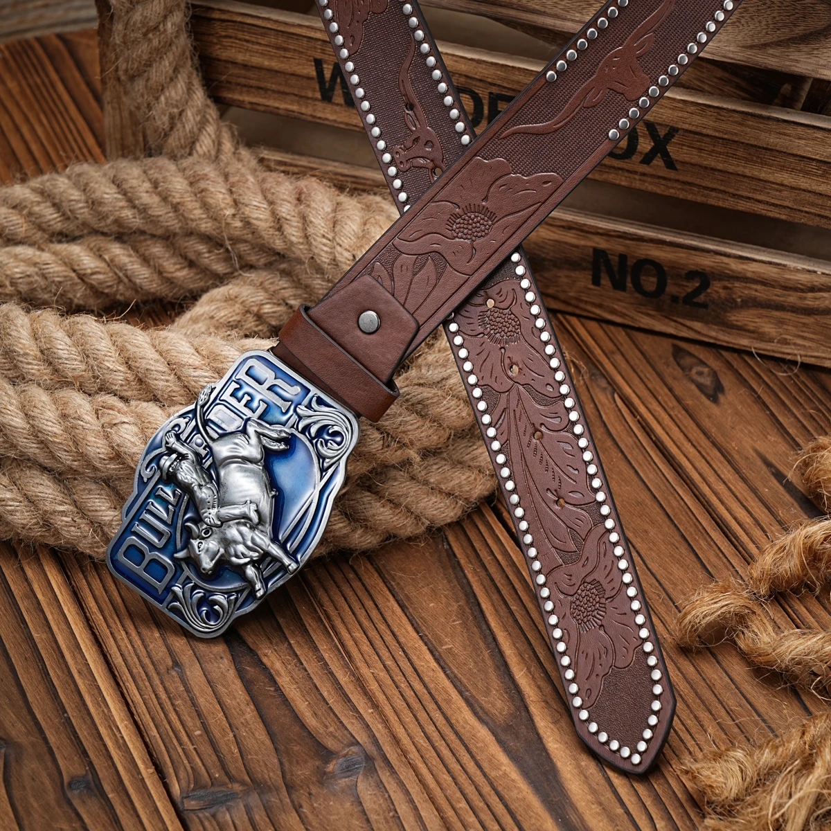 أحزمة جلدية للرجال والنساء - رعاة البقر الغربي - حزام حصان عتيق - حزام بإبزيم منقوش عليه زهور للجينز #6