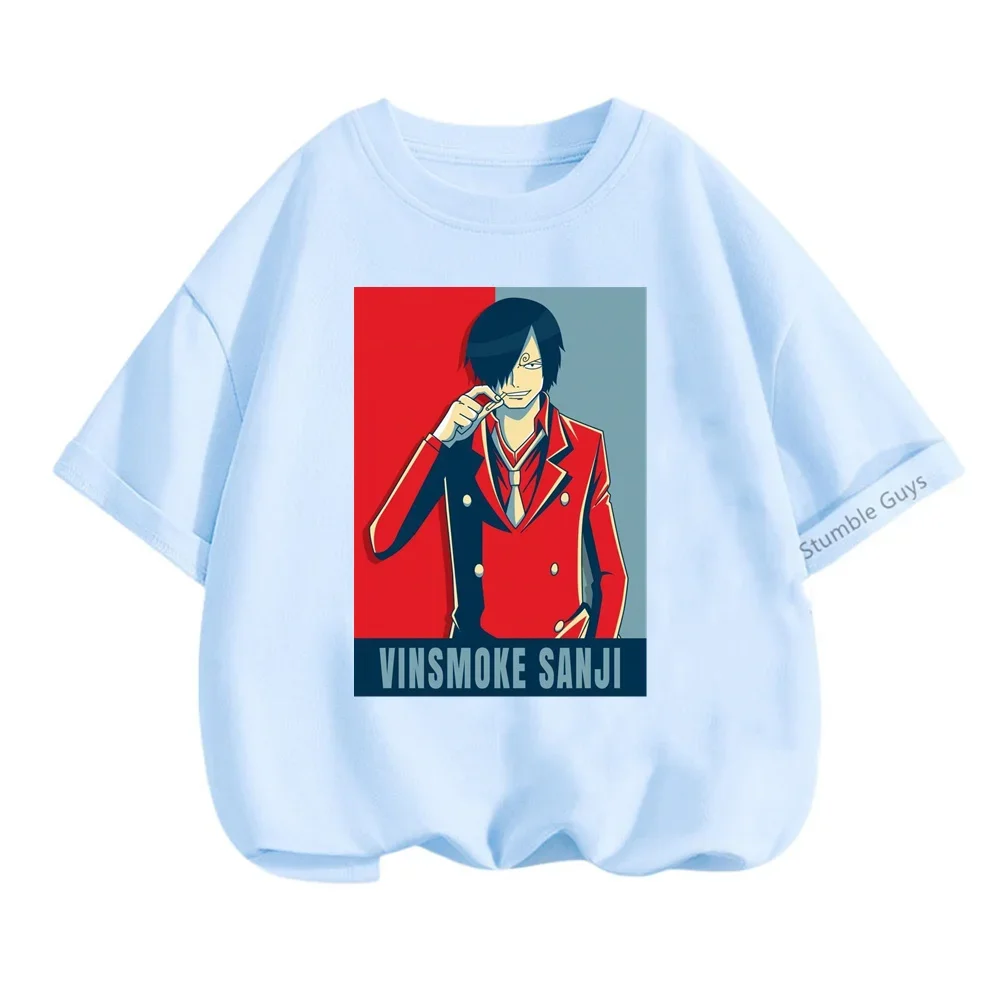 Anime Zoro T-shirt Children Summer Summer One Pieces Short Sleeve Teen Streetwear Cool Boys Clothes Girls 3-14 Years Kids Tops