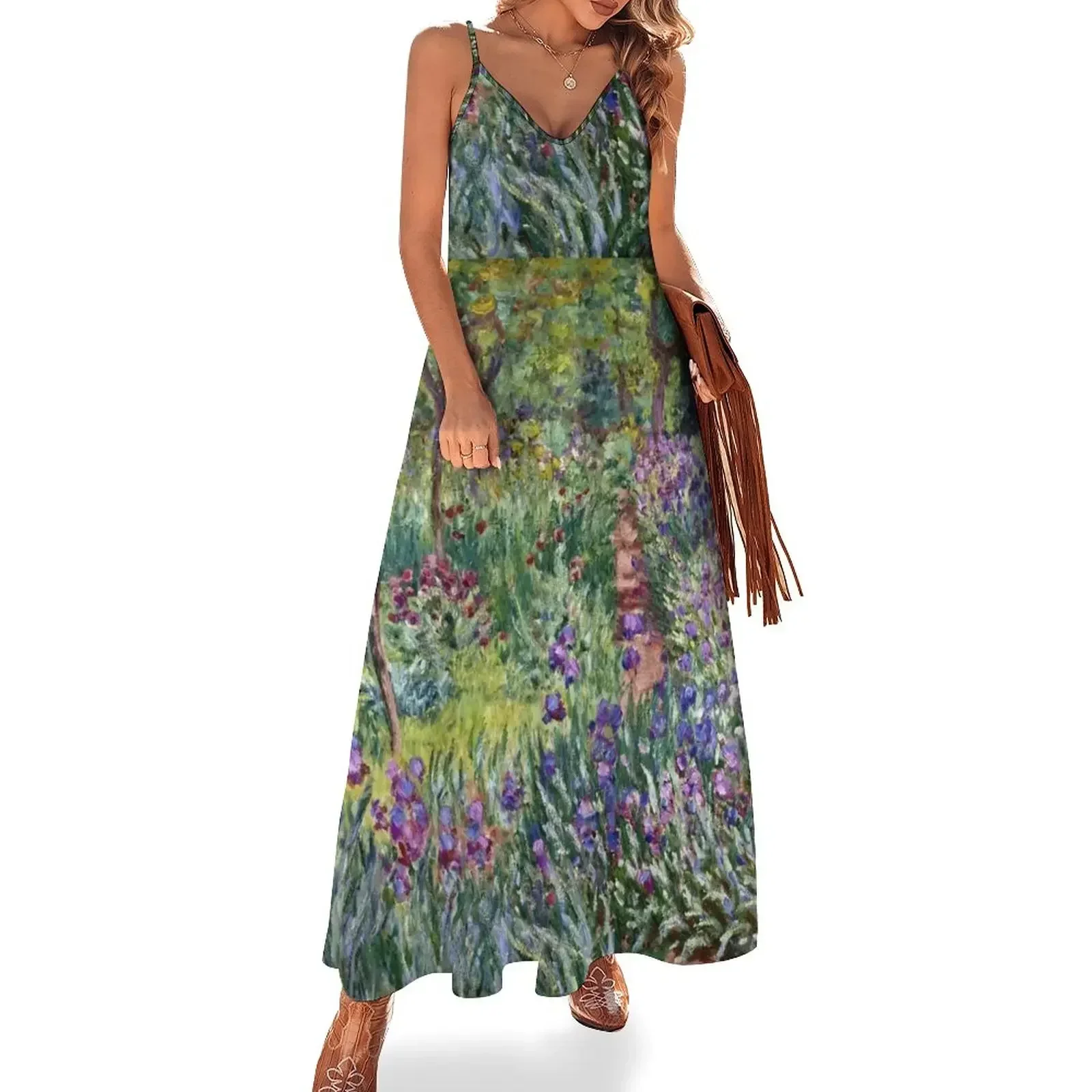 

Claude Monet - The Artist S Garden In Giverny 1900 Sleeveless Dress beach dresses womans clothing dress for women summer Dress