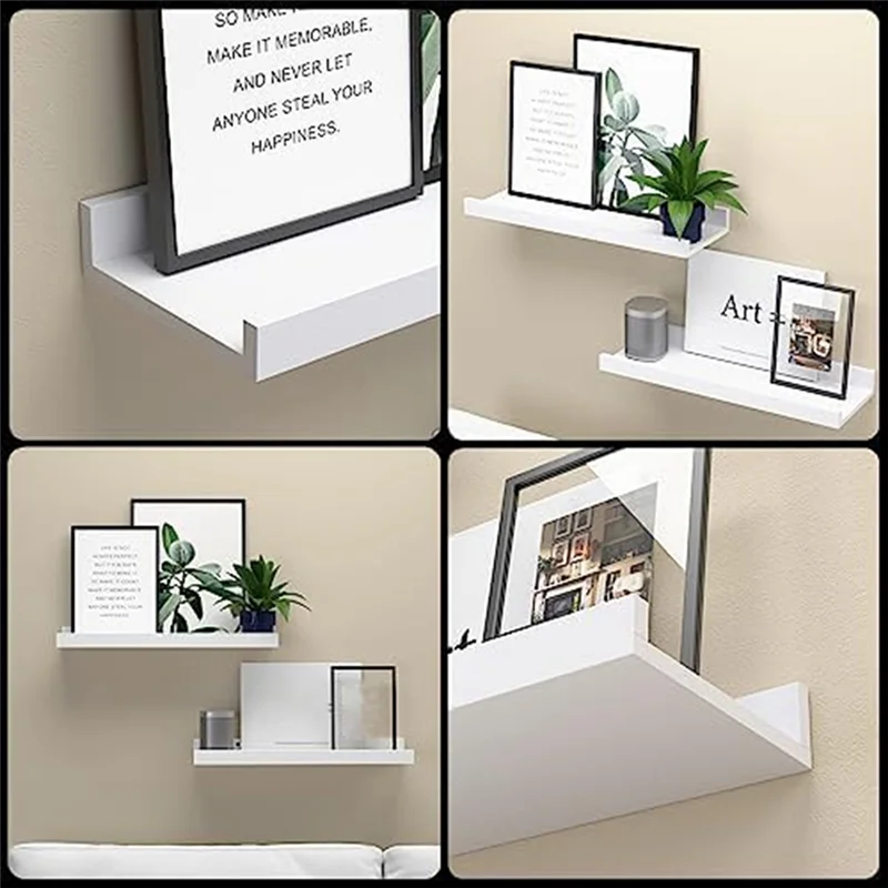 Floating Shelf Wall-Mounted, Bedroom Modern White Wall Frame, Used for Decoration Living Room Bathroom Kitchen