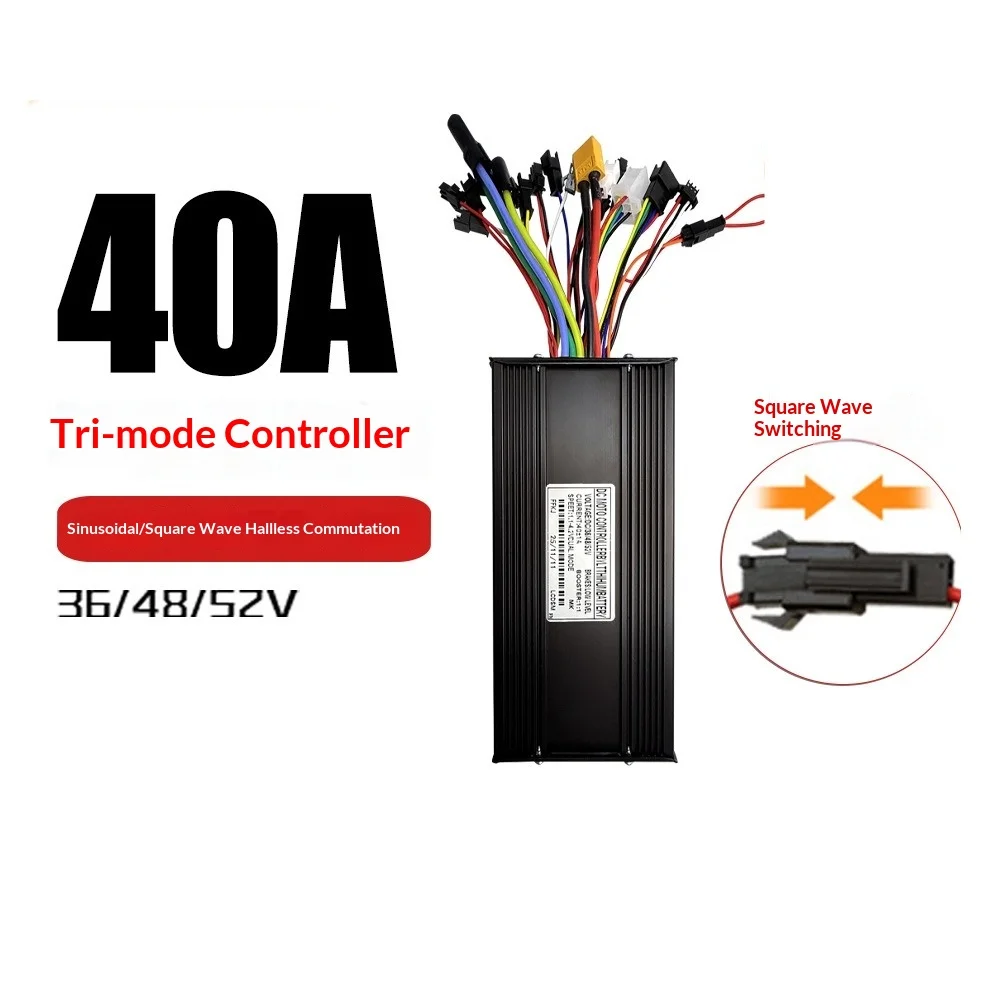 36V-52V 40A Three-Mode 15-Tube Sine Wave Square Wave Switchable Controller Mountain Bike Lithium Battery Conversion Kit