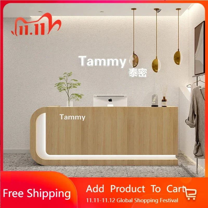 

European Cash Reception Desk Conference Restaurant Wooden Office Reception Desk Counter Minimalist Mostrador Trendy Furniture