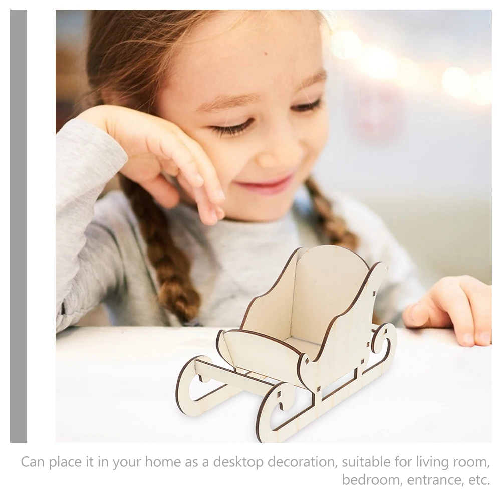 

Wooden Ornament Christmas Decor Desktop Decoration Xmas Model Tabletop Decoration Photo Prop Diy Sleigh Christmas Theme