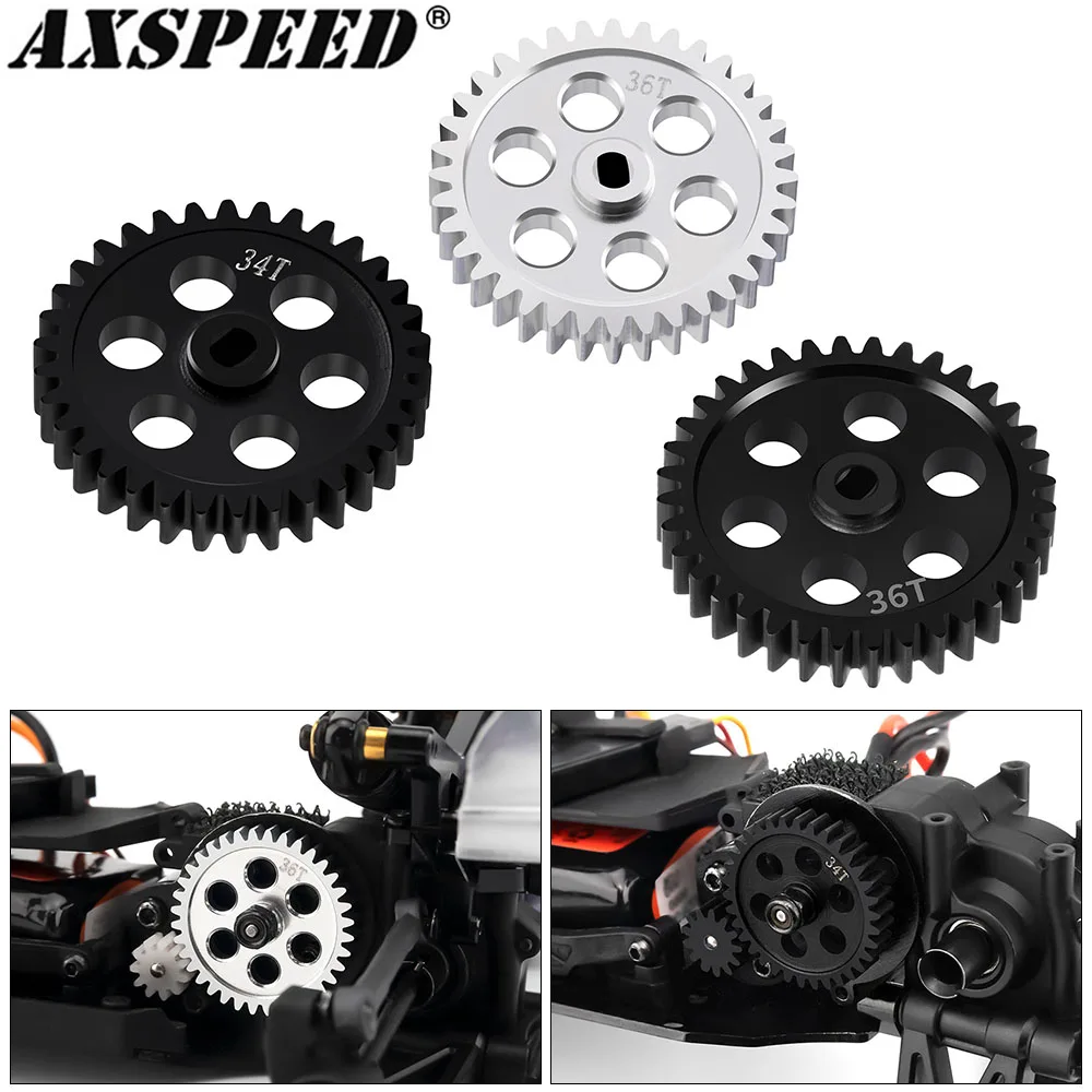 AXSPEED Steel 34/36T Gearbox Gears Motor Transmission Main Gear for 1/24 Lo-si Micro-B Upgrade Accessories