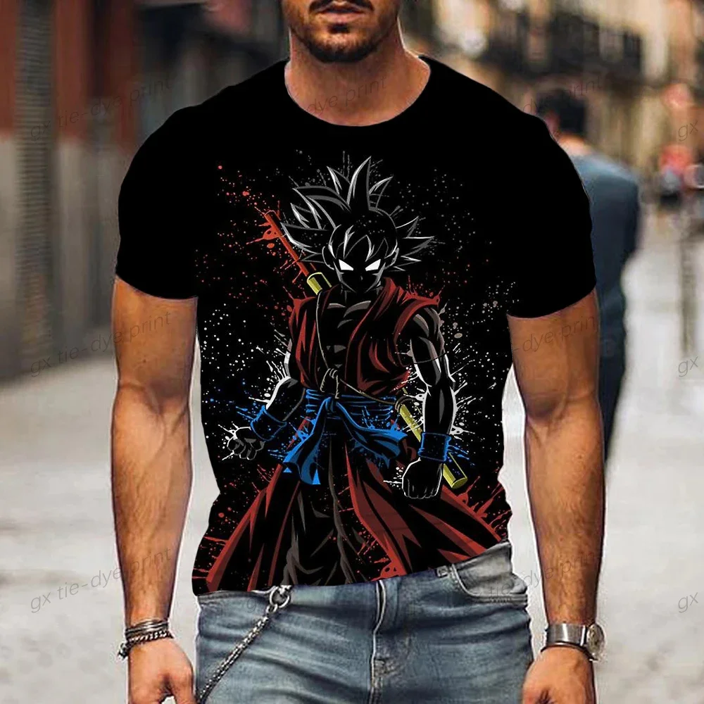 프린트 티셔츠 Dragon Ball Z 탑 Vegeta Goku New Gym 대형 남성 streetwear Anime Tshirt Valorant 아동복 2024