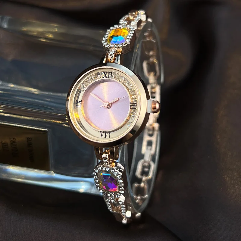 Jam Tangan Wanita Berlian Imitasi Mewah Jam Tangan Kuarsa Wanita Gelang Modis Jam Tangan Anak Perempuan Reloj Mujer Hadiah Jam Montre Femme Relojes