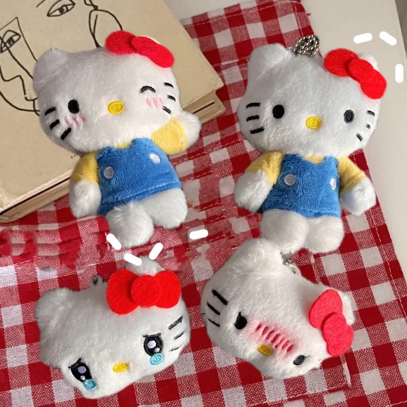 Hello Kitty Sanrio Plush Pendant Toys Bag Decorations KT Cat Doll 10cm Blue Color Creative Cute Decor Keychain Gift for Friends