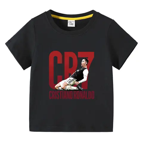 New Arrival Kids Boys CR7 Printed T-Shirt 100% Cotton Short Sleeve Breathable Lightweight Boys Sports Casual Basic Tee
