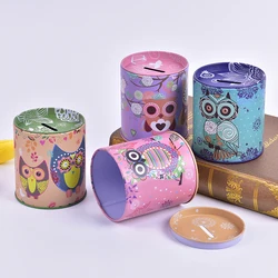 Vintage Owl Piggy Bank Tinplate Piggy Bank Children's Gifts Home Decoration Kid Gift Round Piggy Bank Money Box kawaii