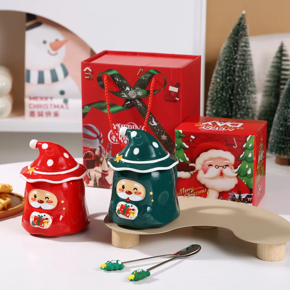 

3D Santa Claus Ceramic Cup 400ML Cartoon Mug Creative Couple Water Coffee Cups Christmas Day Gift Drinkware