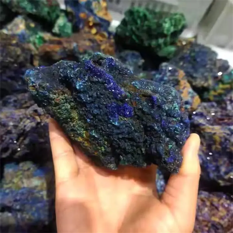 Natural crystal azurite and malachite mineral crystals