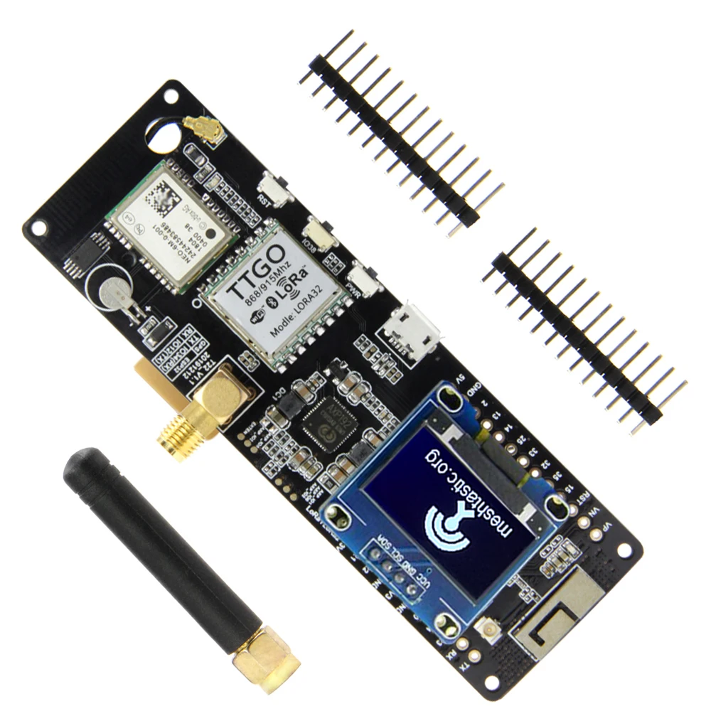 LILYGO ® TTGO Meshtastic T-Beam ESP32 LoRa ontwikkelbord LoRaWAN circuit module WiFi Bluetooth, GPS, OLED, 433/868/915/923 MHZ
