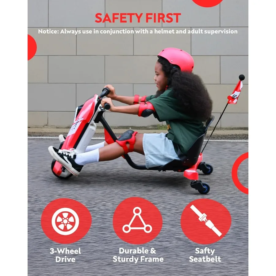 عربة الذهاب الكهربائية للأعمار من 6 إلى 12 عامًا - 24 فولت عربة الذهاب الانجراف مع قبضة تويست تدور 360 درجة للتحكم في السرعة بحد أقصى 6 ميلا في الساعة 3 أدوات قابلة للتعديل #2