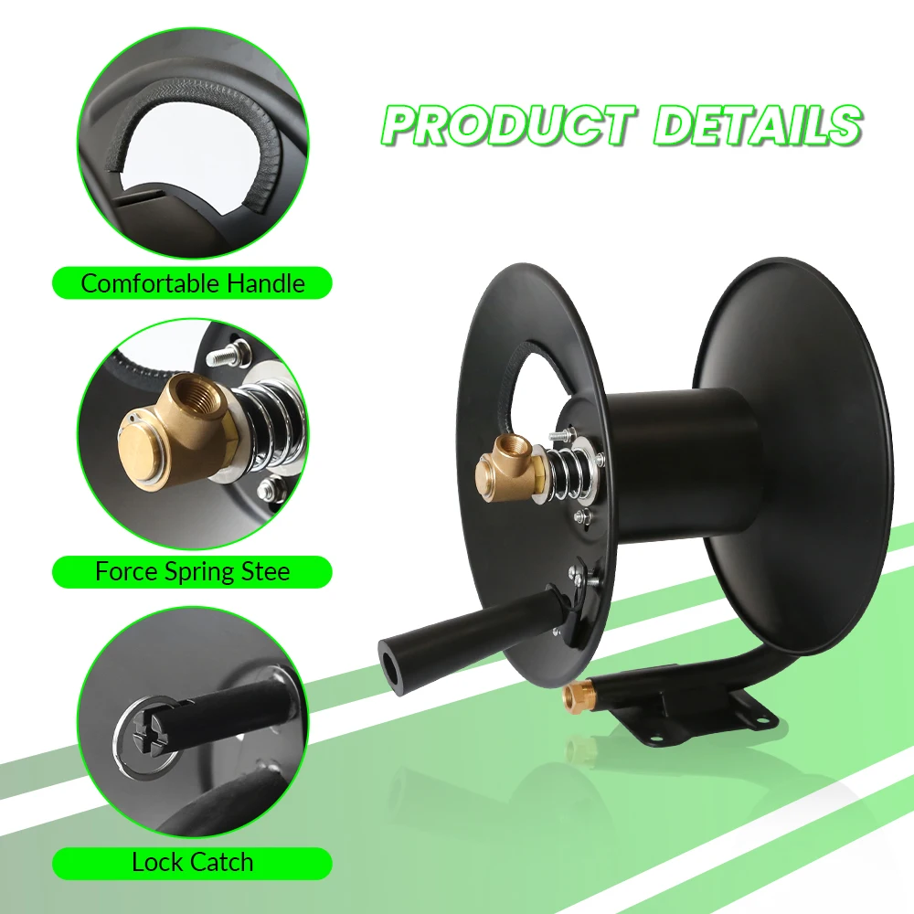 Durable Stainless Steel Hose Reel 4000PSI 15m/50ft Pressure Washer Reel Hose Pressure Washer Reel