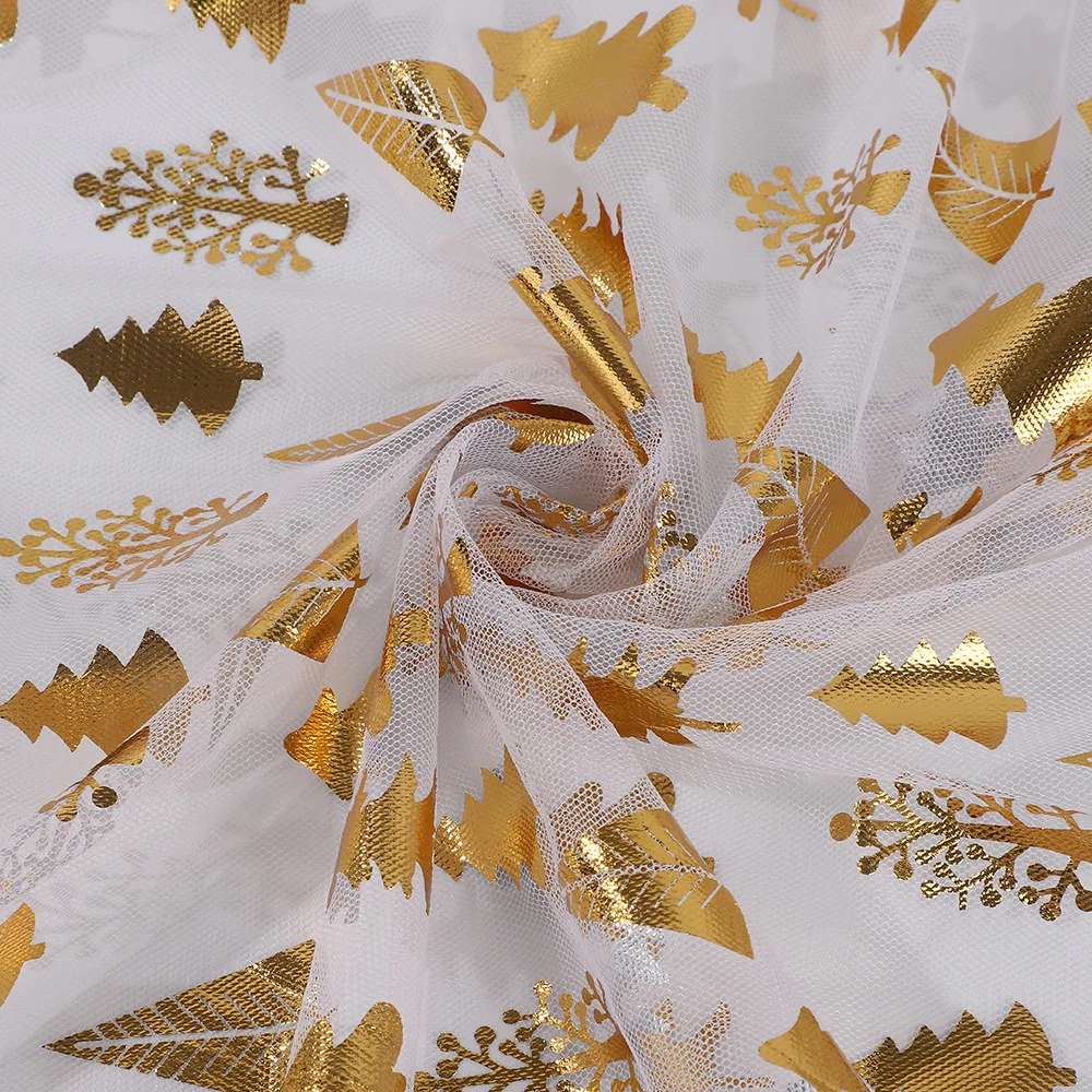 Gold‑Foil Organza Fabric Christmas Tree Decor Material Cosplay Costume & Wedding Candy Gift Bag DIY Craft Cloth Supplies