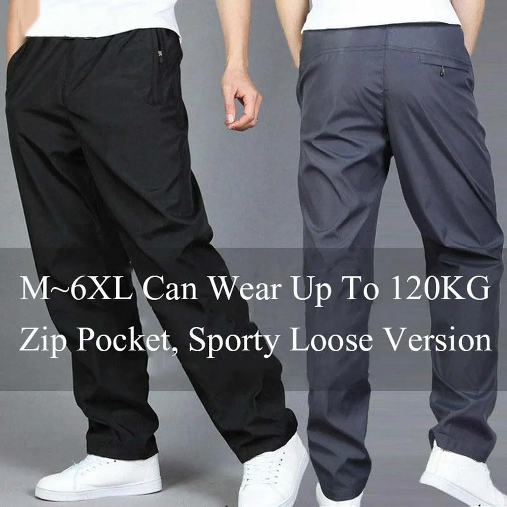 FALIZA SPring Casual Pants Mens Oversized Sweatpants Gray Loose Resistant Breathable Sports Trousers Running Tracksuit Plus 5XL