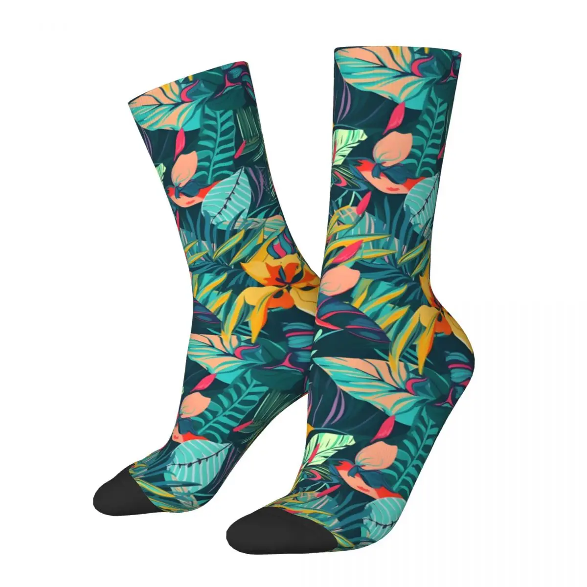 Tropical Prints In Bold Colors Men's Socks Vintage Harajuku Street Style Novelty Seamless Crew Sock