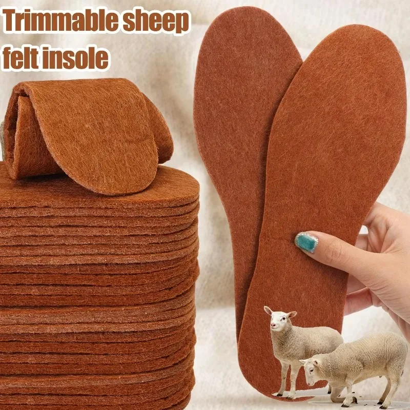 5-20Pairs Wool Felt Insoles Extra Thick Warm Thermal for Men Women Winter Boots Snow Shoes Hiking Skiing Feet Protection