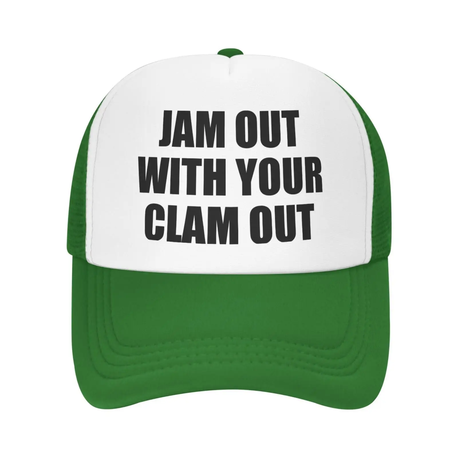 Jam Out with Your Clam Out Funny Adjustable Mesh Trucker Hat for Adults Unisex Classic Hats Fishing Caps Green