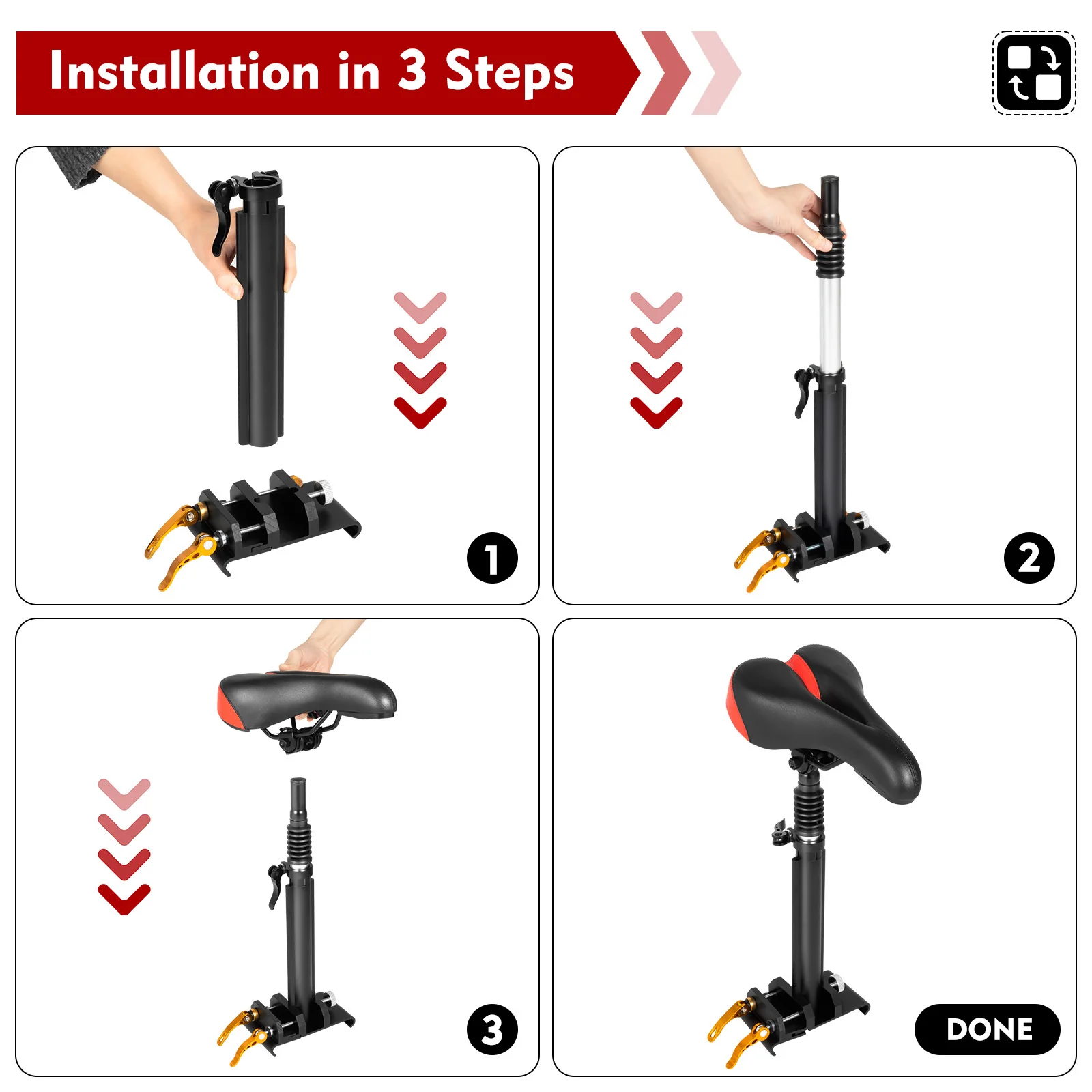 Elektroroller-Sitz mit Stoßdämpfung für komfortables Fahren für Xiaomi M365 M365PRO Pro's Elektroroller – Detail 3