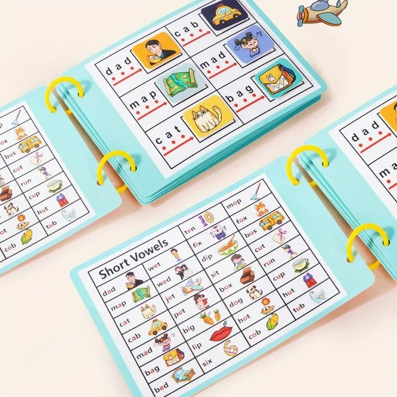 

Early Learners CVC Word Building Busy Book Interactive Alphabet Puzzle Game Paper Handwriting Aid for Ages 3-6
