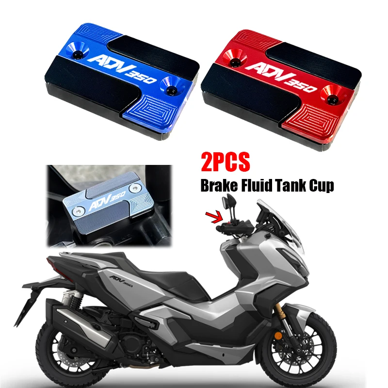 

2PCS Motorcycle Accessories For HONDA ADV 350 ADV350 2022 2023 CNC Aluminum Front Brake Fluid Fuel Reservoir Tank Cap Cover