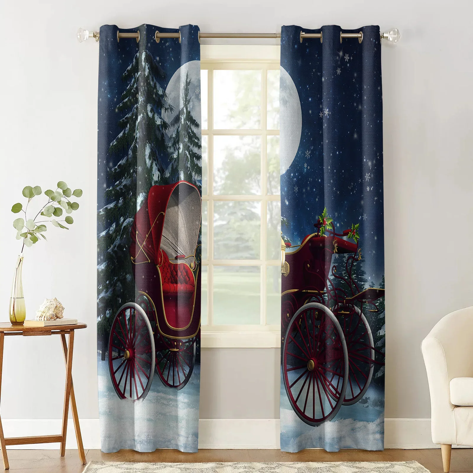 Santa Claus Christmas Blackout Curtains Bedroom Living Room Kitchen Drapes Window Treatments Xmas Navidad Natal Home Decoration