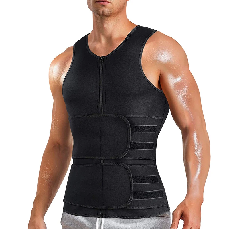 

Мужской жилет для сауны, тренажер для похудения, пот, формирователь тела, термокорректирующее белье, майка для тренировок, рубашка для похудения, пояс на молнии