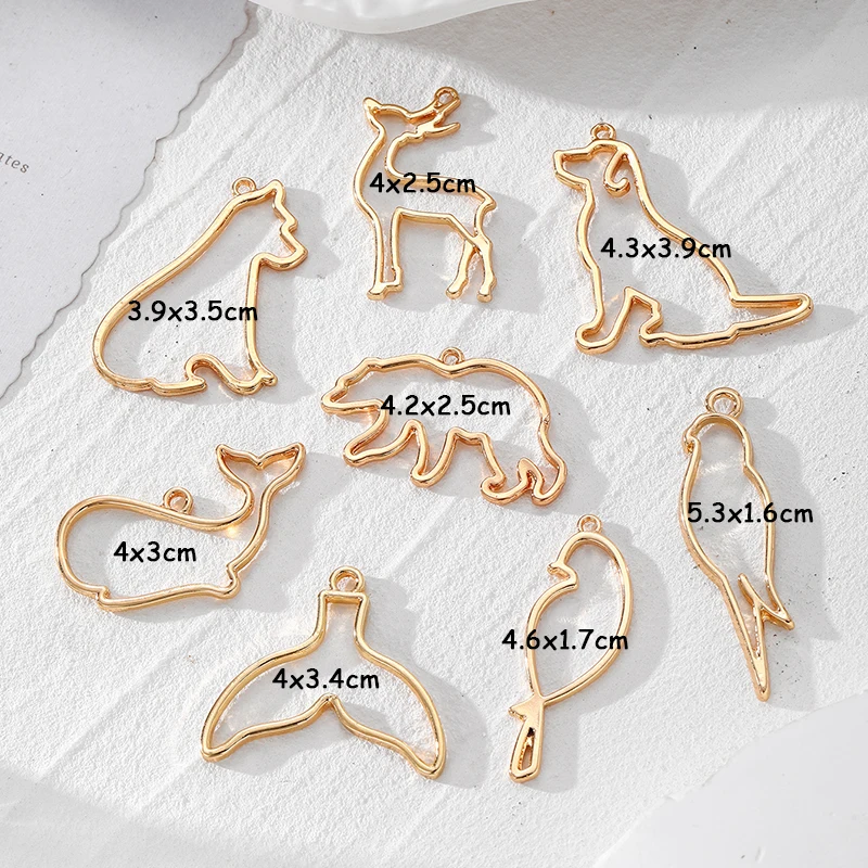 10 قطعة Kawaii الأيائل الطيور الدب الكلب فارغة قلادة صينية الحافة Charms بها بنفسك القرط قلادة اليدوية الحافة قالب صنع المجوهرات