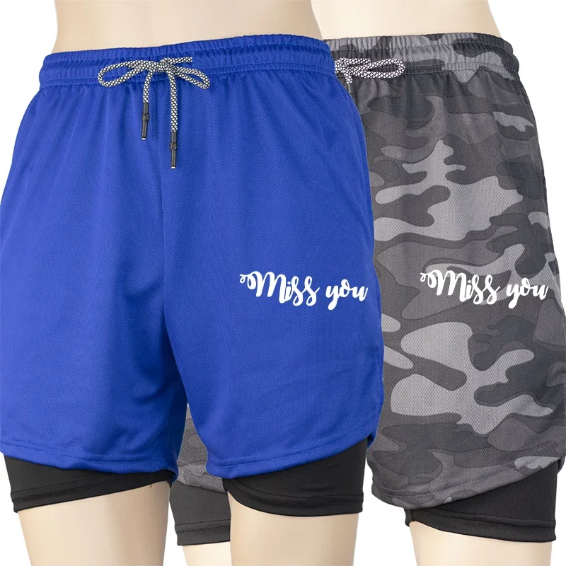 

Мужские сетчатые компрессионные шорты 2 в 1, повседневные спортивные шорты для бега и тренировок в тренажерном зале