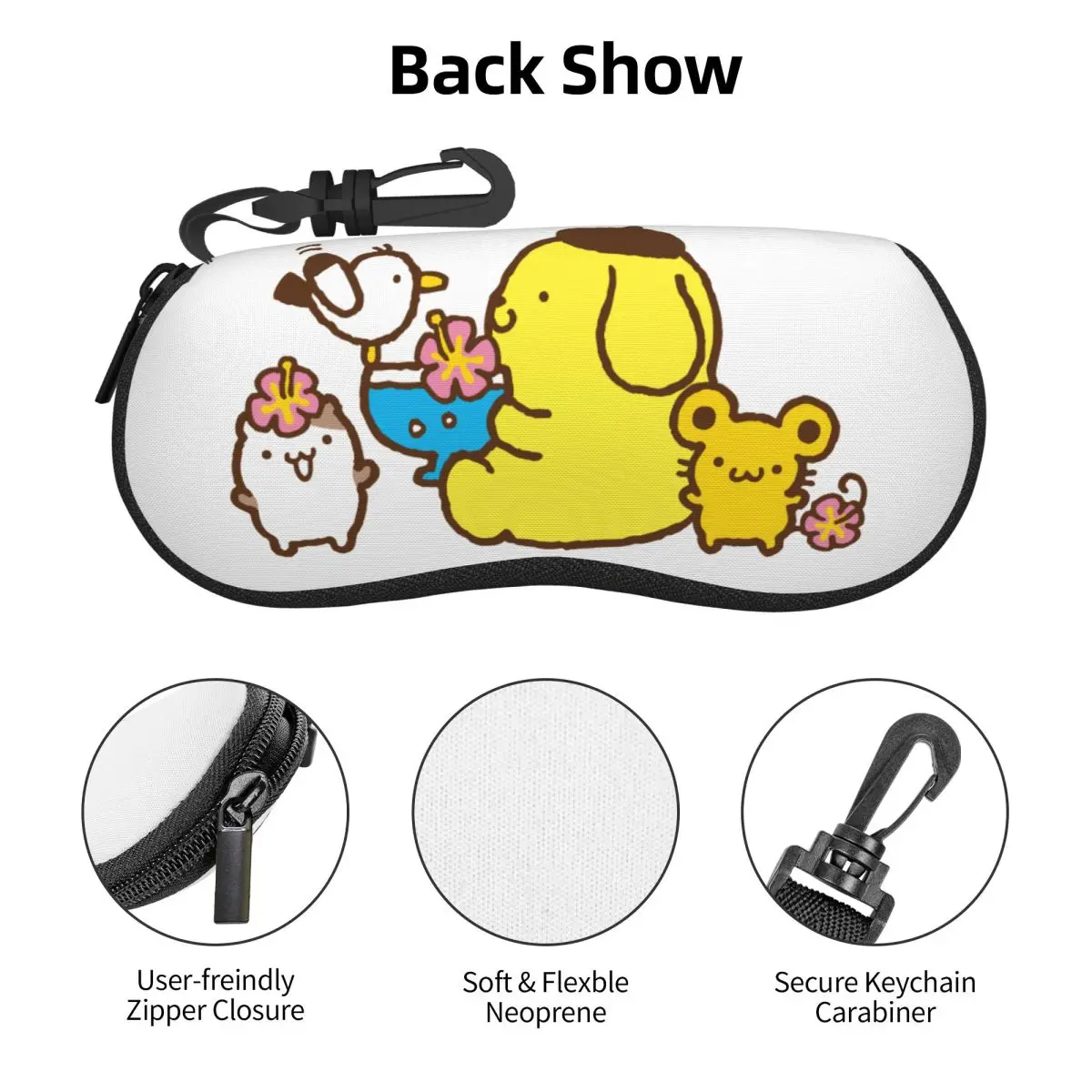 Pompompurin الكرتون سانريو النظارات الشمسية لينة حالة النيوبرين سستة شل النظارات حالة مخصصة صندوق واقية للنظارات