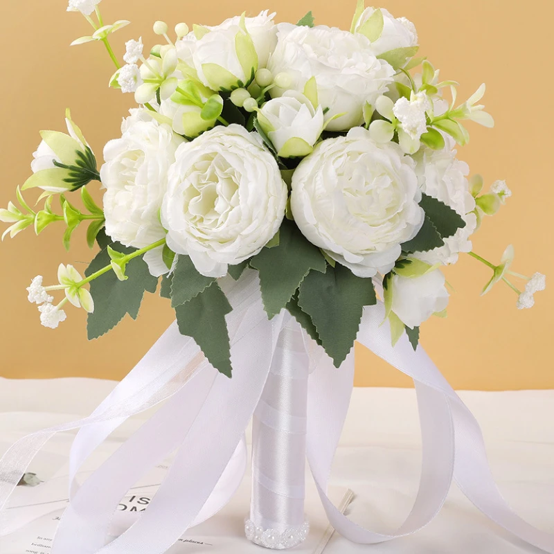 1pc Bridal Bouquet Peonies Wedding Party Tossing Bouquet Dining Table Centerpieces for Kitchen Bridal Wedding Party Decor