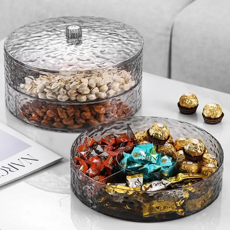 1PC Home Living Room Candy Box, High-end Light Luxury Glacier Patterned Transparent Dried Fruit, Chinese New Year Tea