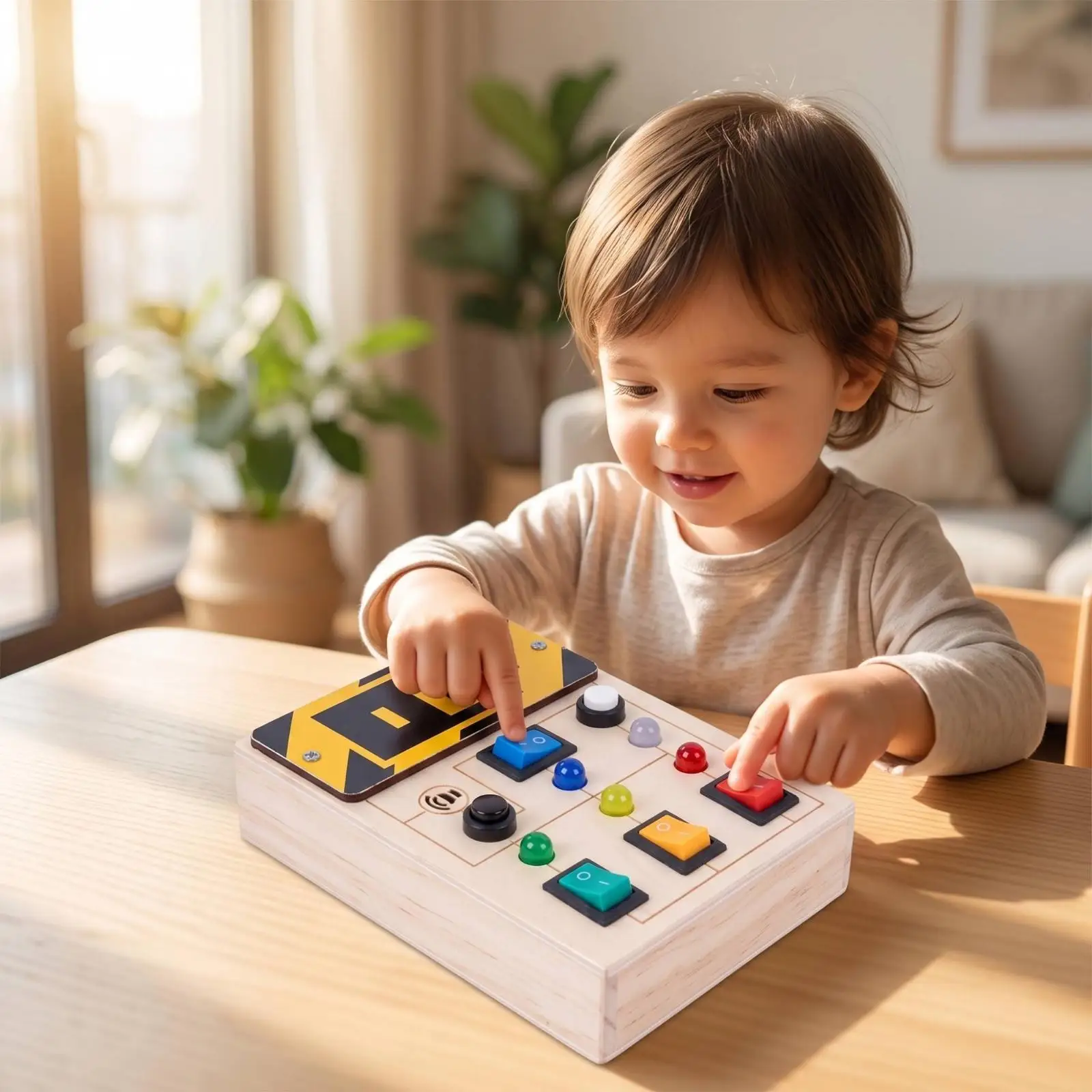 子供向け知育感覚ボード-木製おもちゃ-微細運動能力開発-ビジーボード-旅行用