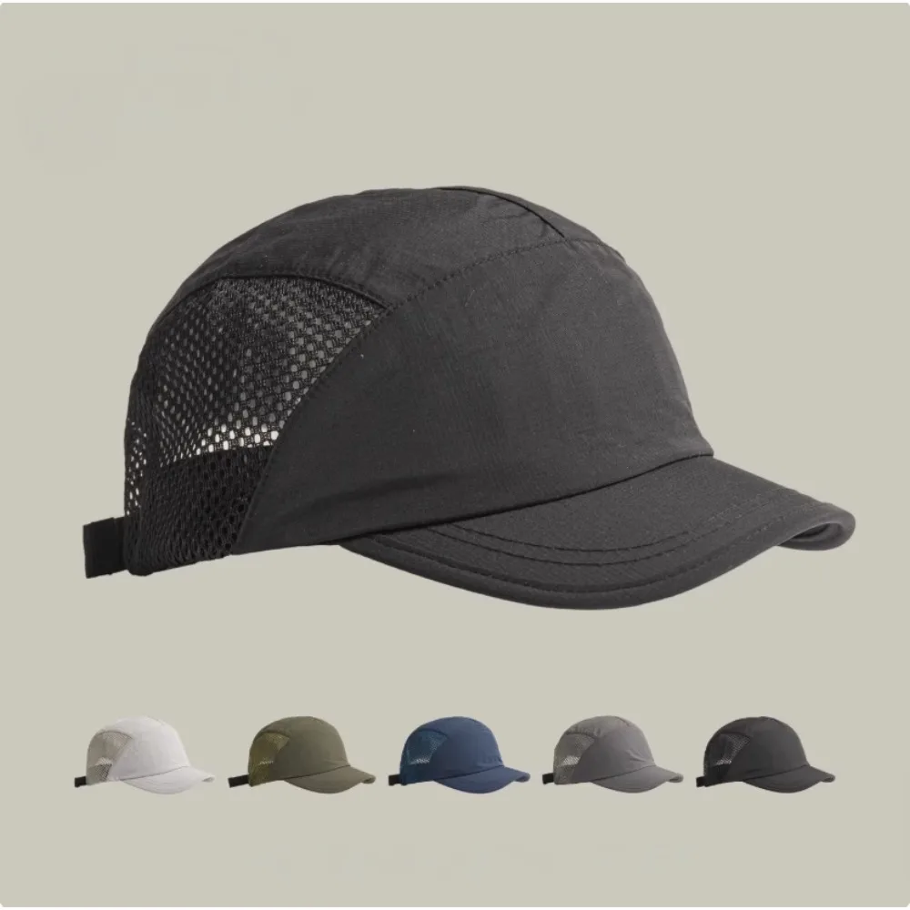 Vintage Short Brim Solid Nylon Mesh Baseball Cap Unisex for Outdoor Sports Running Cycling Fashion Wear