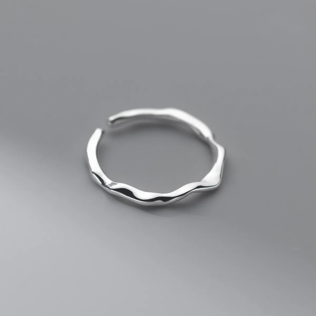 RYJU-anillos de plata de ley 925 con ondas irregulares para mujer, joyería Simple ajustable, joyería de compromiso, regalo de cumpleaños