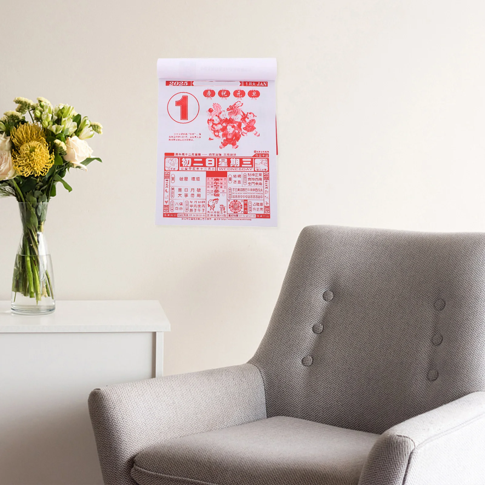 Chinês diário rasgar 2025 ano da cobra tradicional data lunar planejador pendurado na parede feng shui calendário mesa