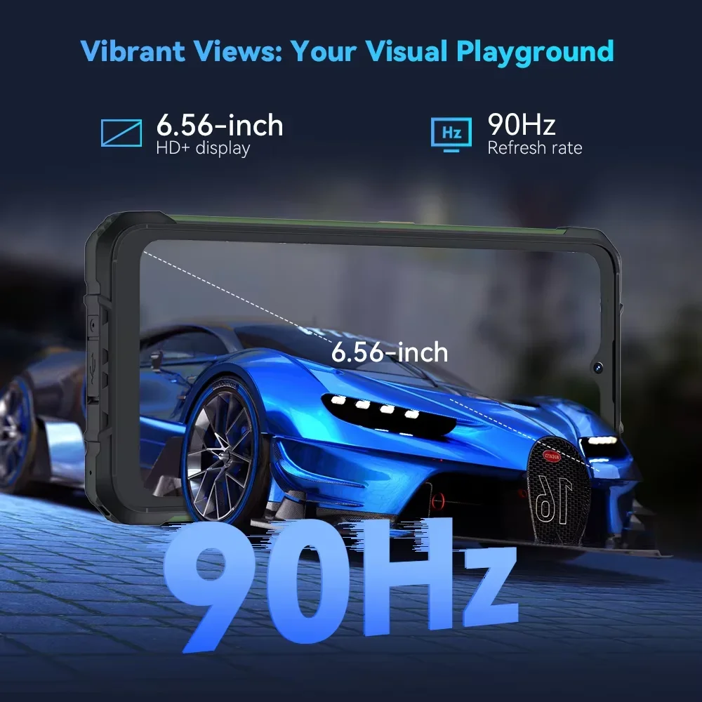 Cubot KINGKONG ACE 2 16GB (6+10)+128GB هاتف ذكي متين رفيع للغاية، 5100 مللي أمبير، 48 ميجابكسل، شاشة 6.56 بوصة 90 هرتز، NFC، Android 14